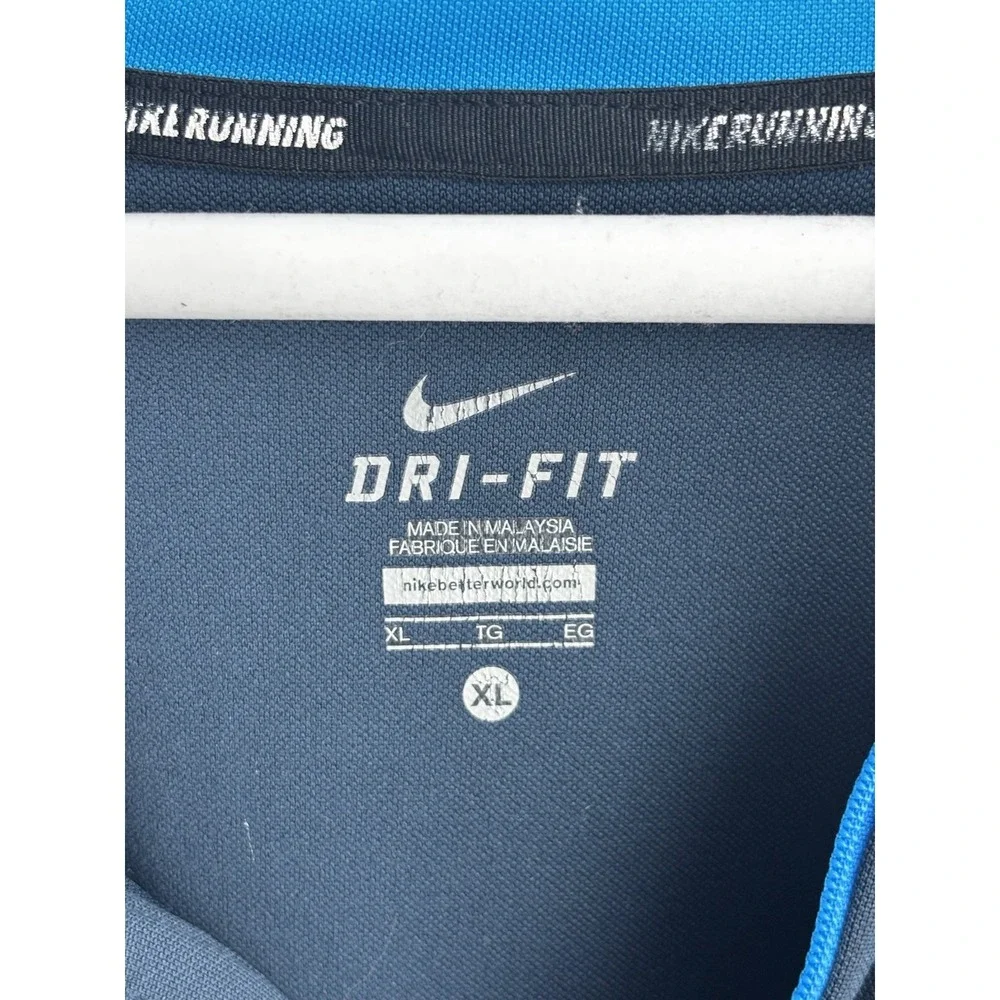Men's Nike Running Dri Fit 1/4‎ Zip Pullover Shirt Size Large XL Navy Blue 0464
